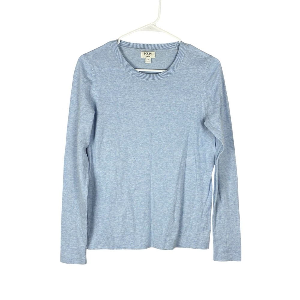 J CREW Teddie Crew Neck Cotton Pullover Sweater Womens Small Blue Casual Preppy